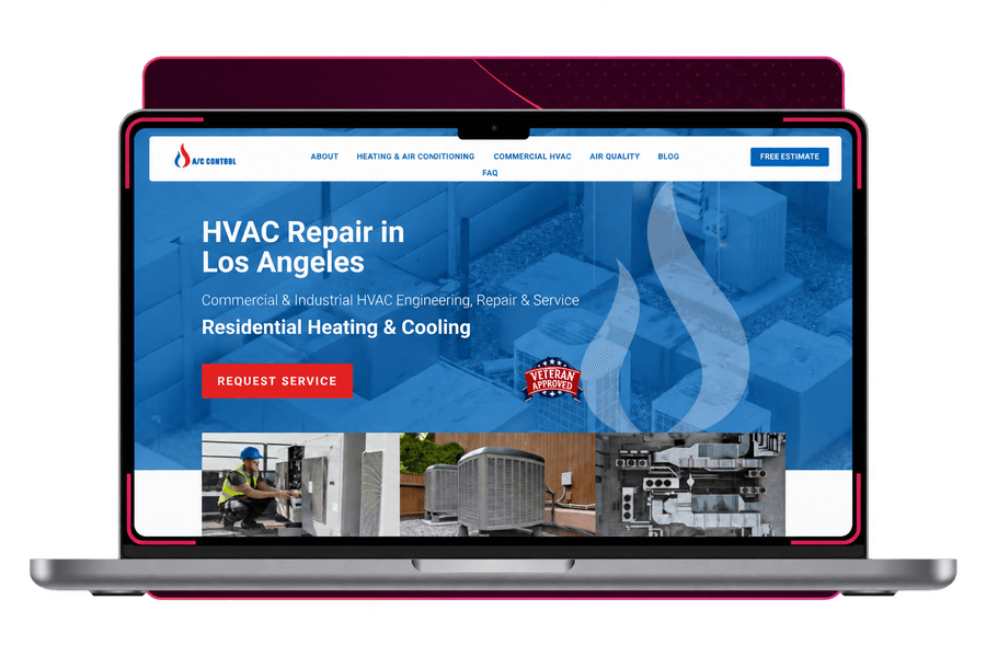 Laptop preview of an SEO-optimized HVAC website