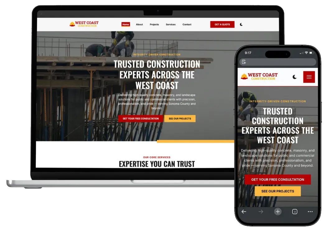 Laptop displaying a modern small business website design