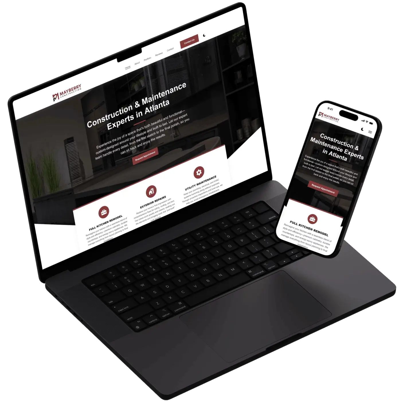 Image of a laptop and phone displaying a website made by Ready Up Web Designs