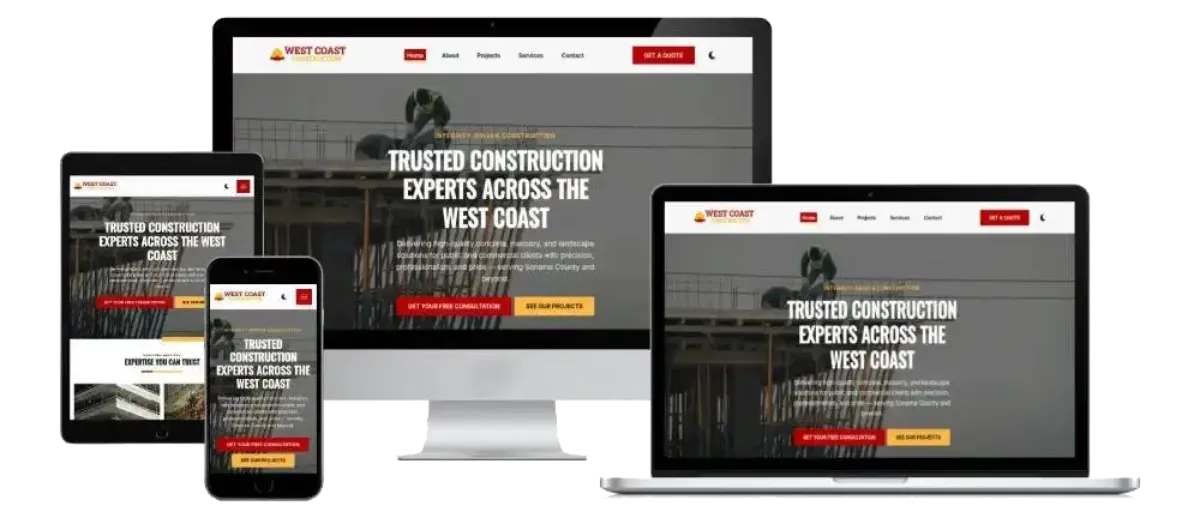 West Coast Construction custom website design in Santa Rosa CA