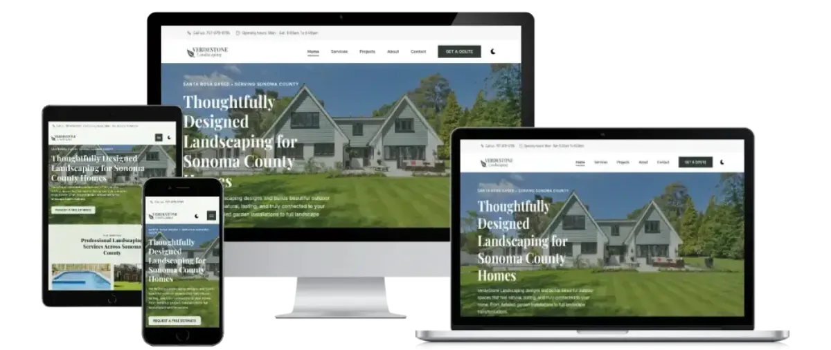 Verdestone Landscaping website redesign in Windsor CA